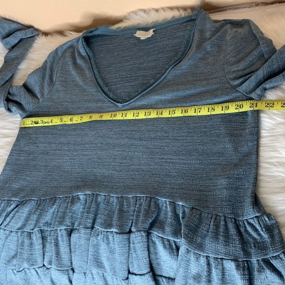 Anthropologie Deletta Teal Thea Tiered Ruffle Top Size Large - Picture 9 of 10